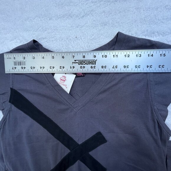 Cupcake International Gray Geometric V-Neck Midi Dress Medium Cap Sleeve New - Picture 5 of 7